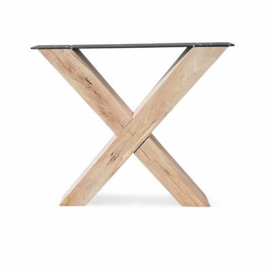 Handmade Wooden Table Legs X shape - 10x10cm & metal