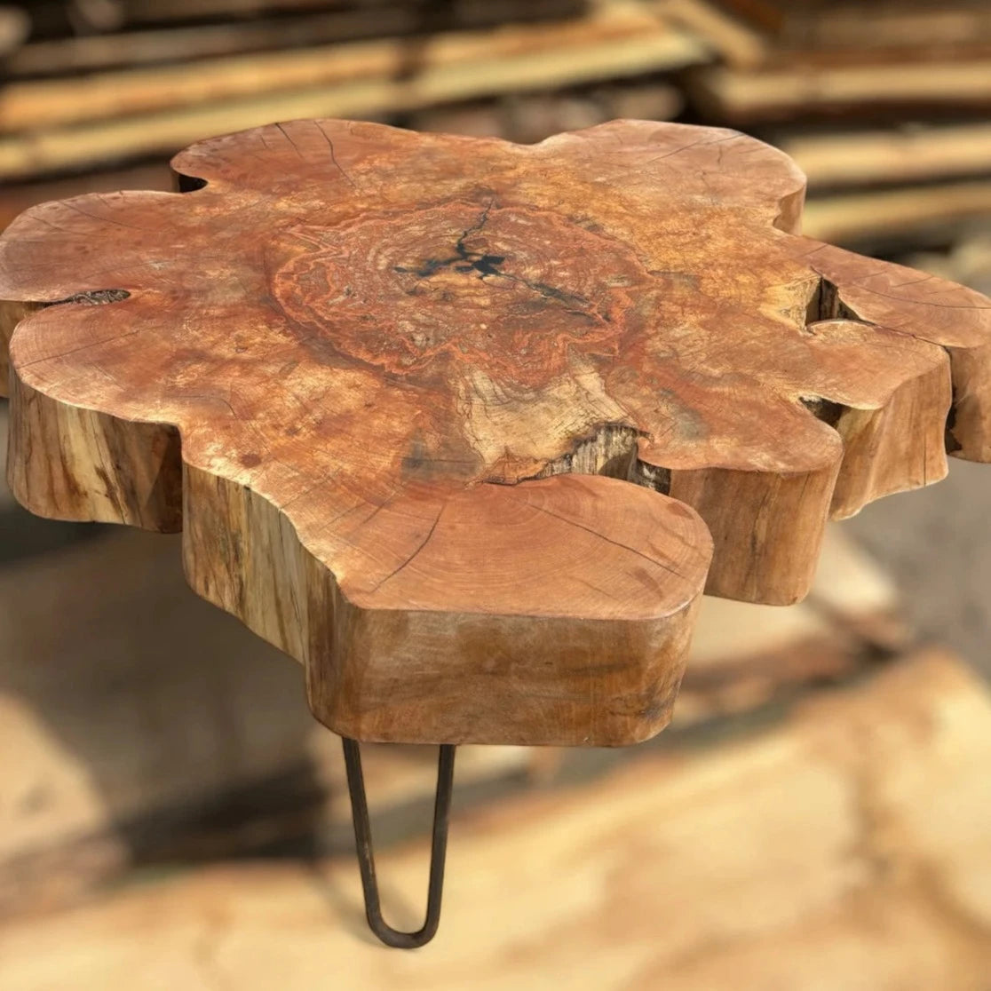 Unique coffee table, solid alder top 83x77cm, height 50cm