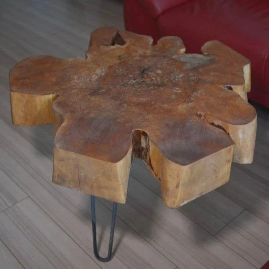 Unique coffee table, solid alder top 90x87cm, height 50cm