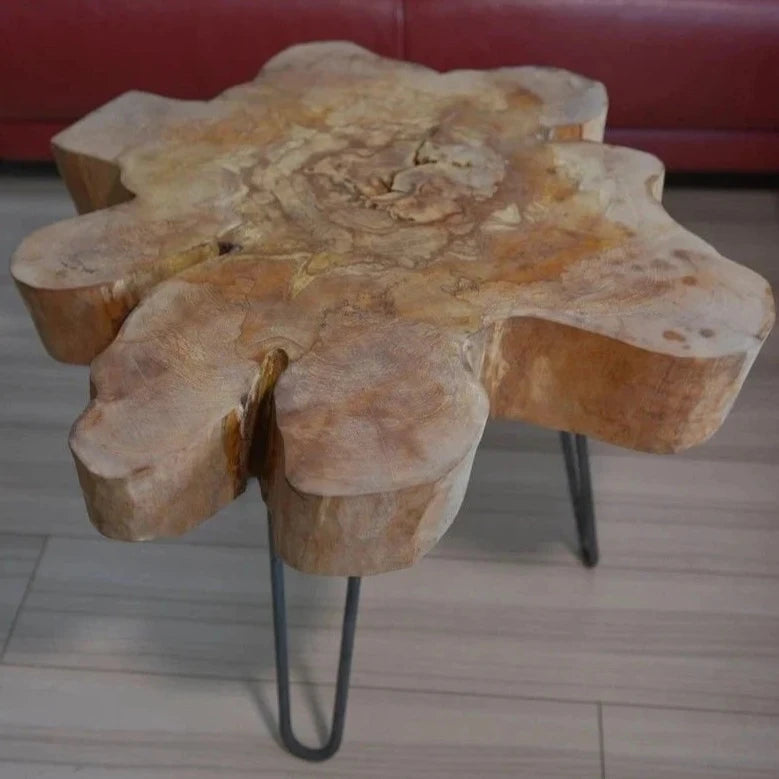 Unique coffee table, solid alder top 72x72cm, height 50cm