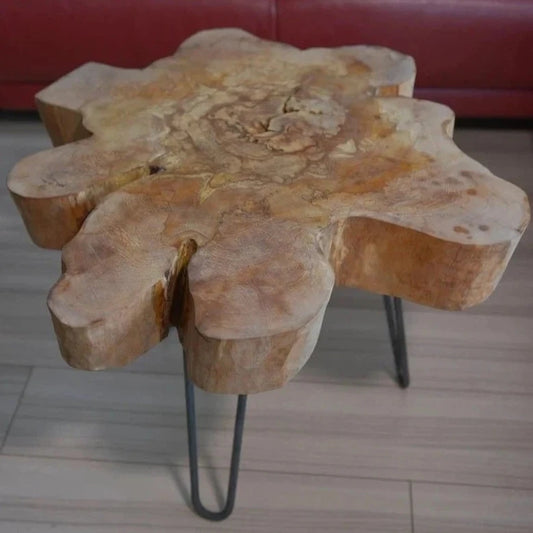 Unique coffee table, solid alder top 72x72cm, height 50cm