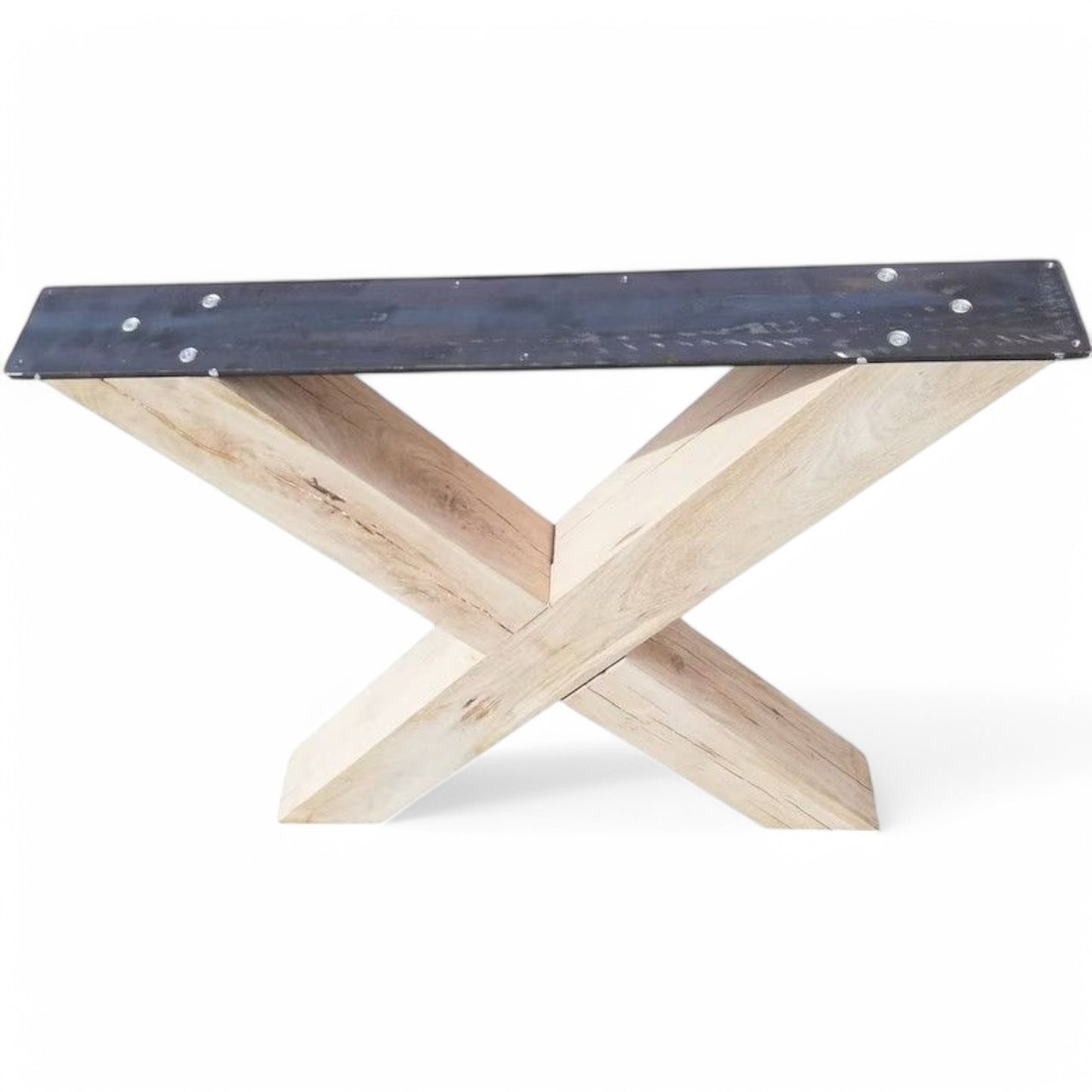 Handmade Wooden Table Legs X shape - 10x10cm & metal