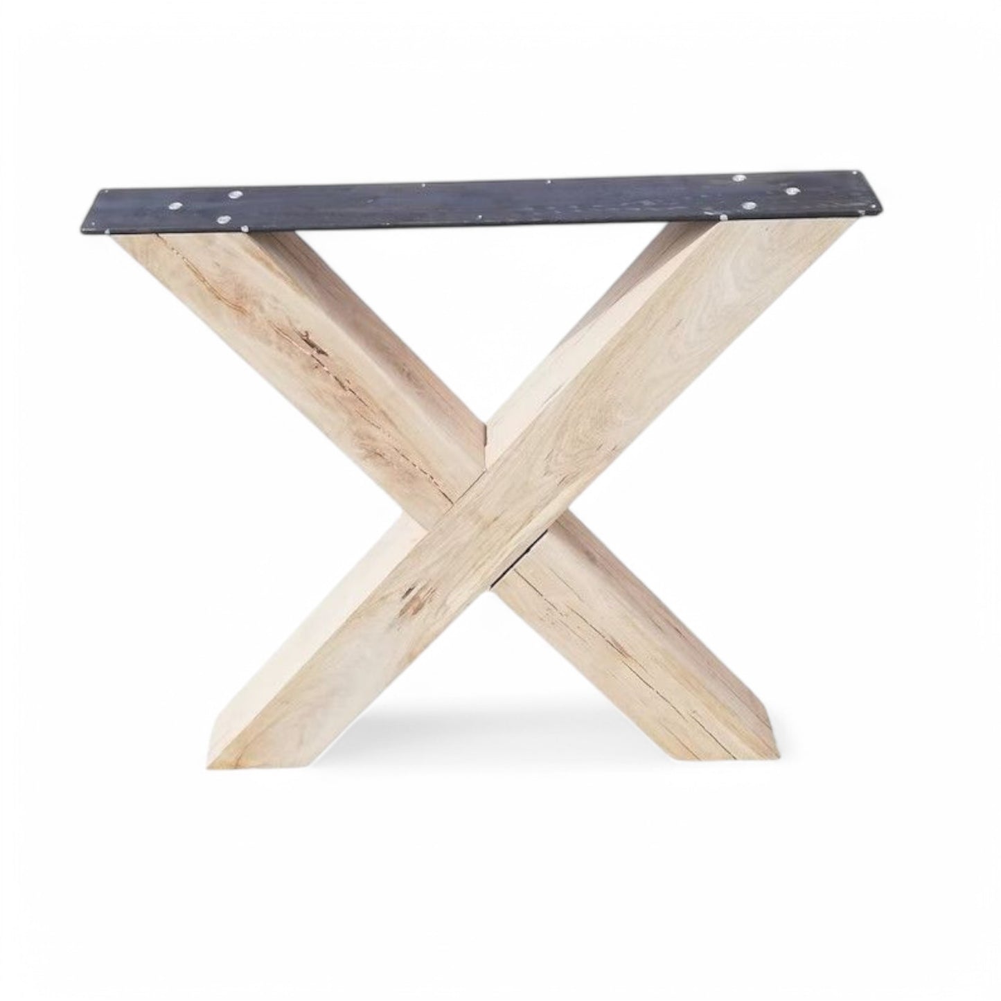Handmade Wooden Table Legs X shape - 10x10cm & metal