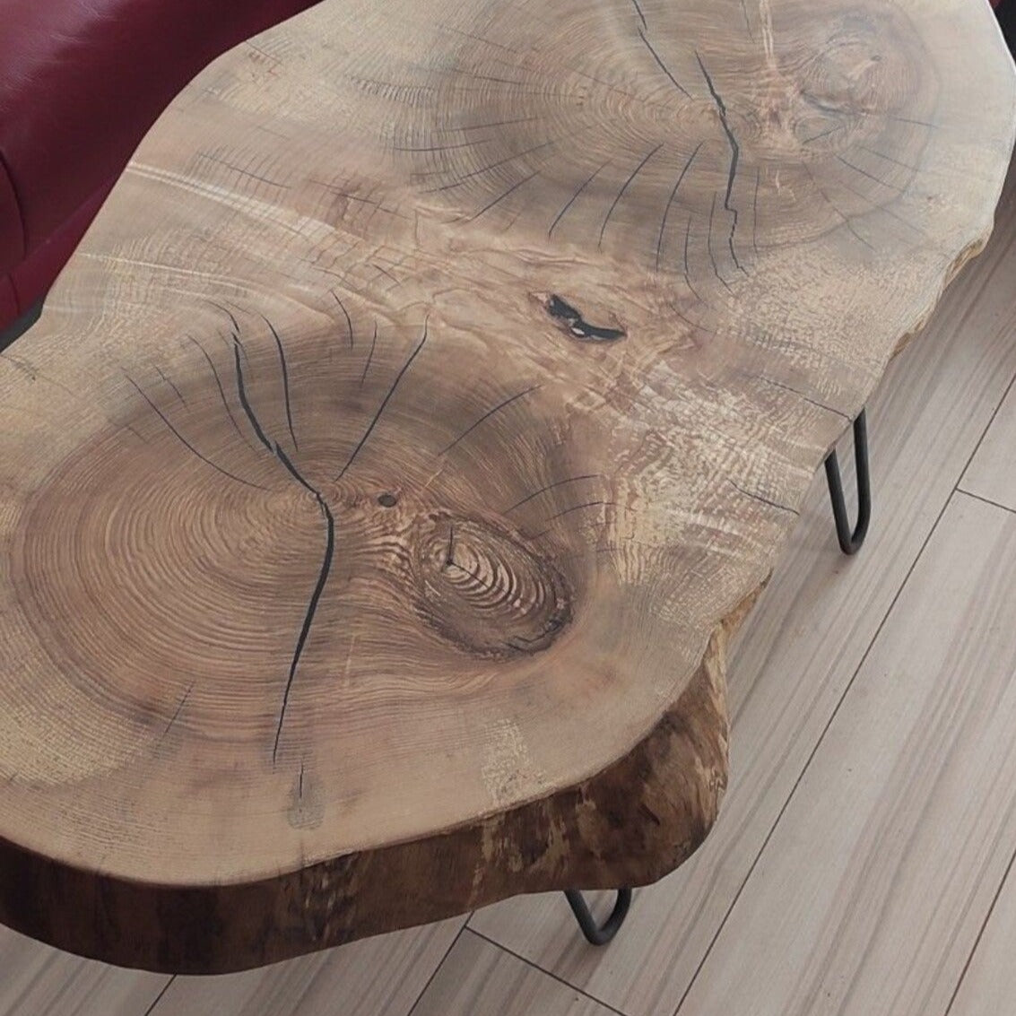 Unique coffee table, solid oak top 110x60cm, height 50cm