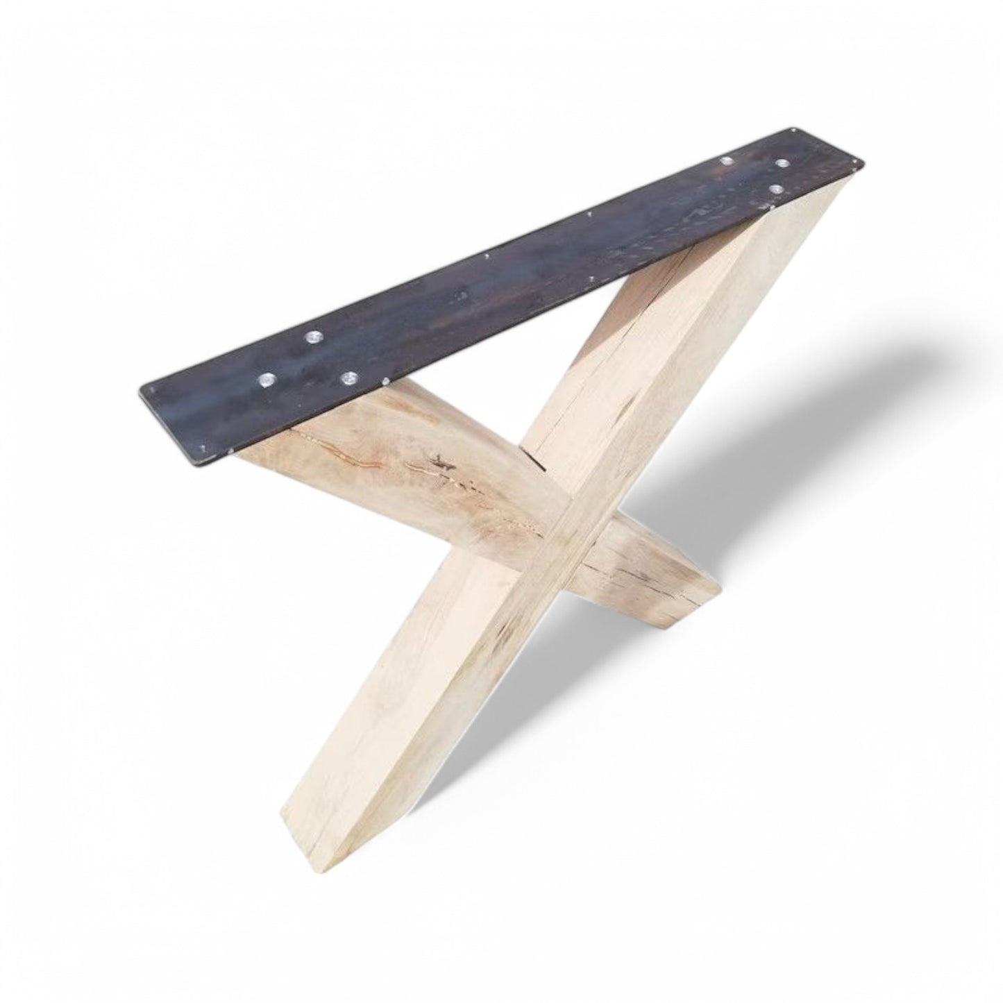 Handmade Wooden Table Legs X shape - 10x10cm & metal