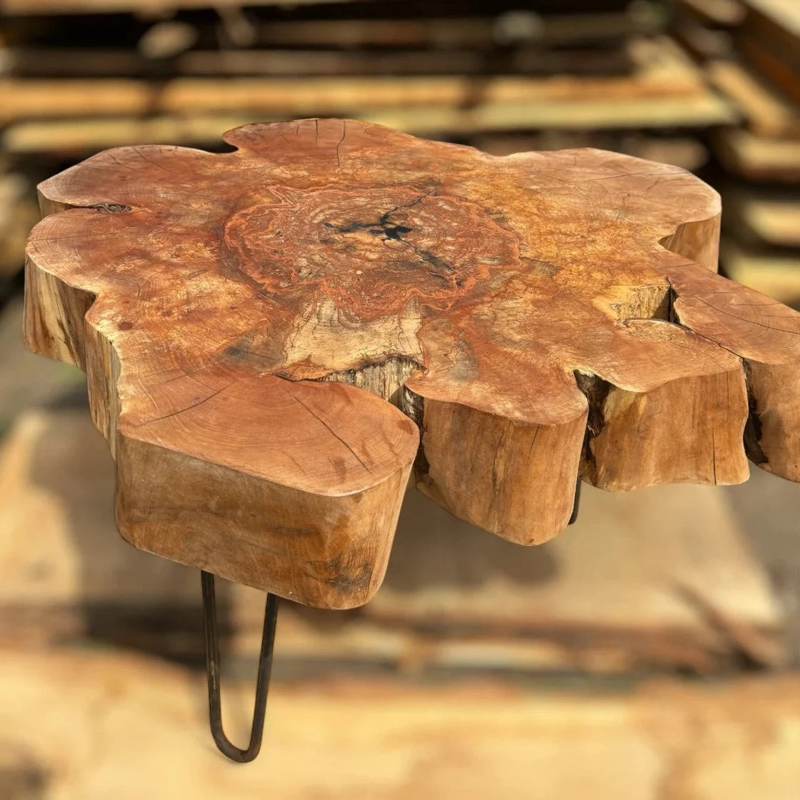 Unique coffee table, solid alder top 83x77cm, height 50cm
