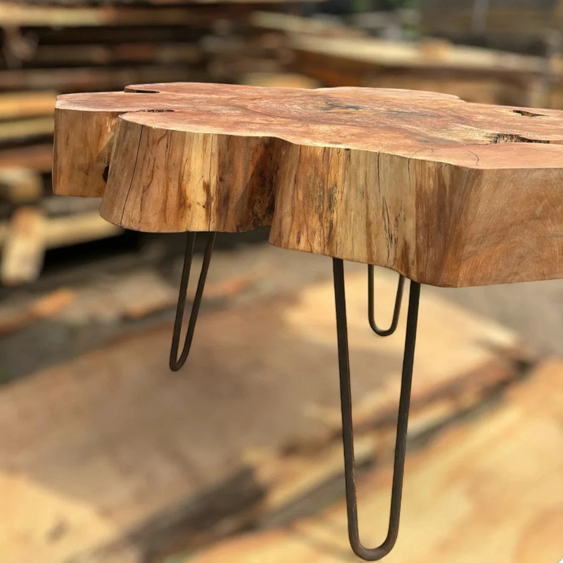 Unique coffee table, solid alder top 83x77cm, height 50cm