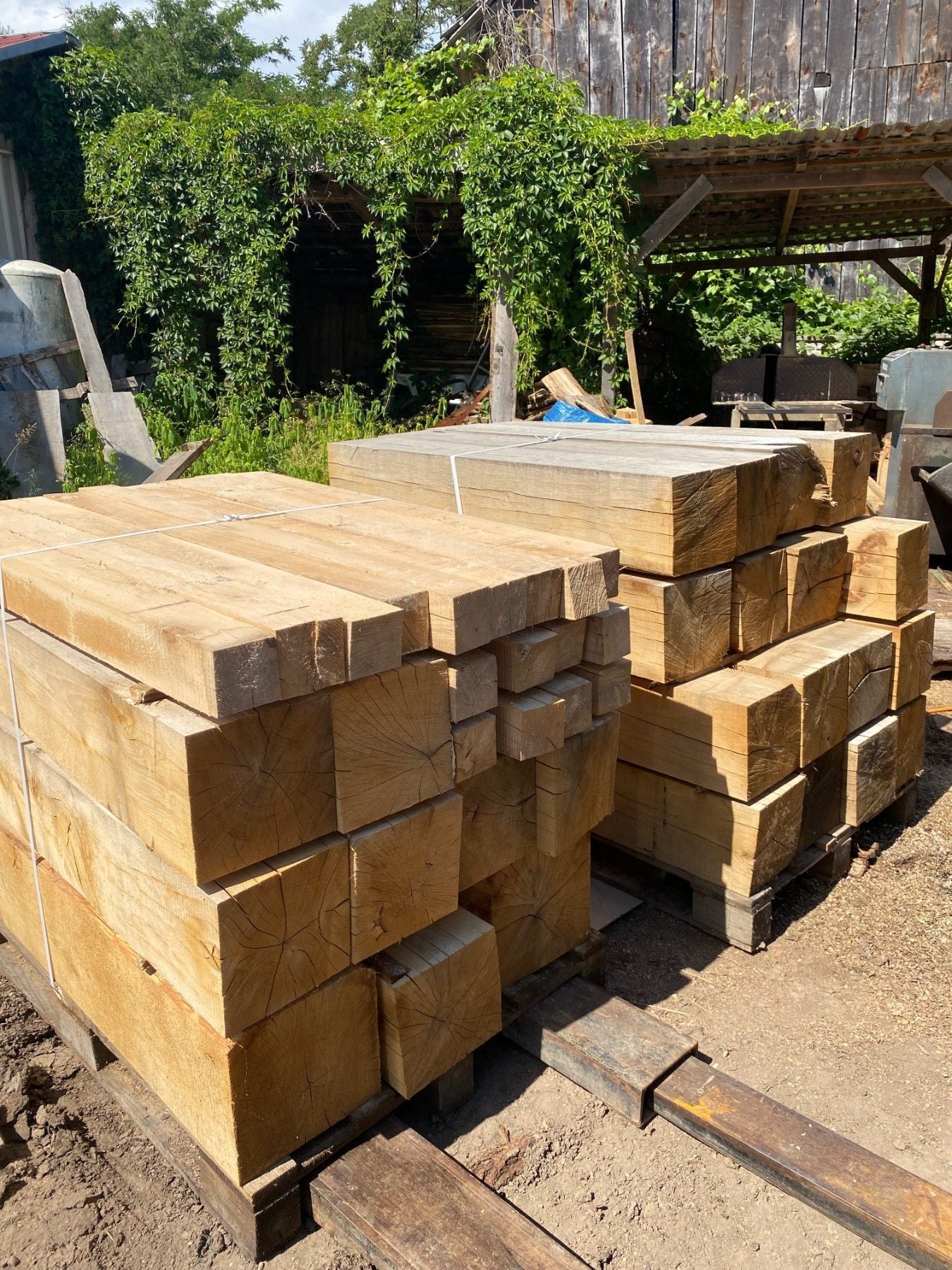 Solid oak square timber - length 120cm