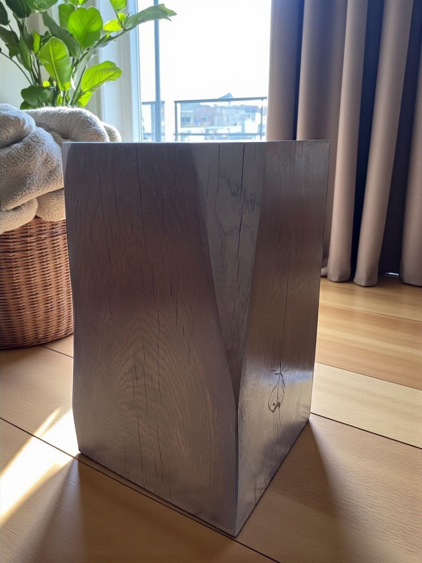 Handmade Wooden Oak Block Decor - Small