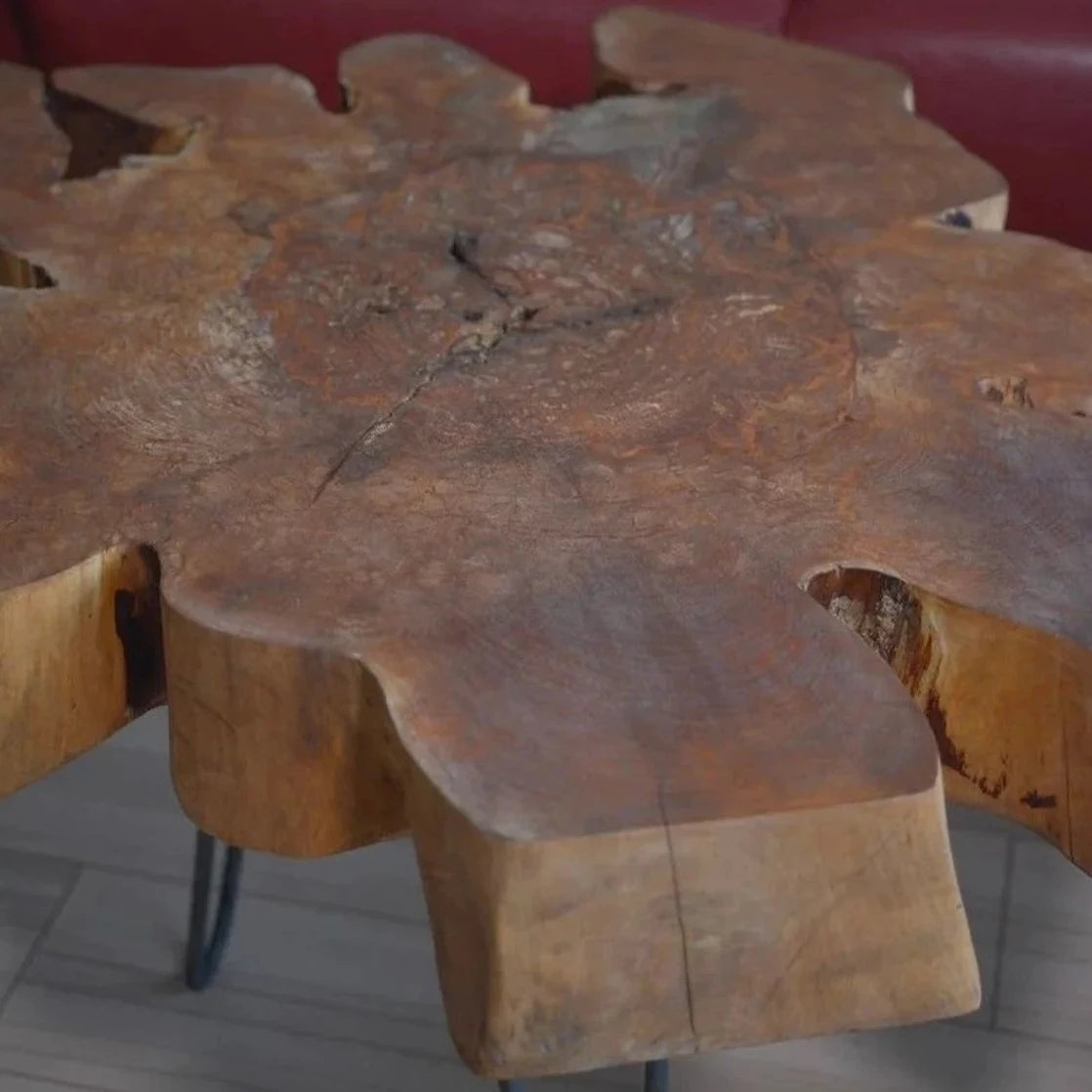 Unique coffee table, solid alder top 90x87cm, height 50cm