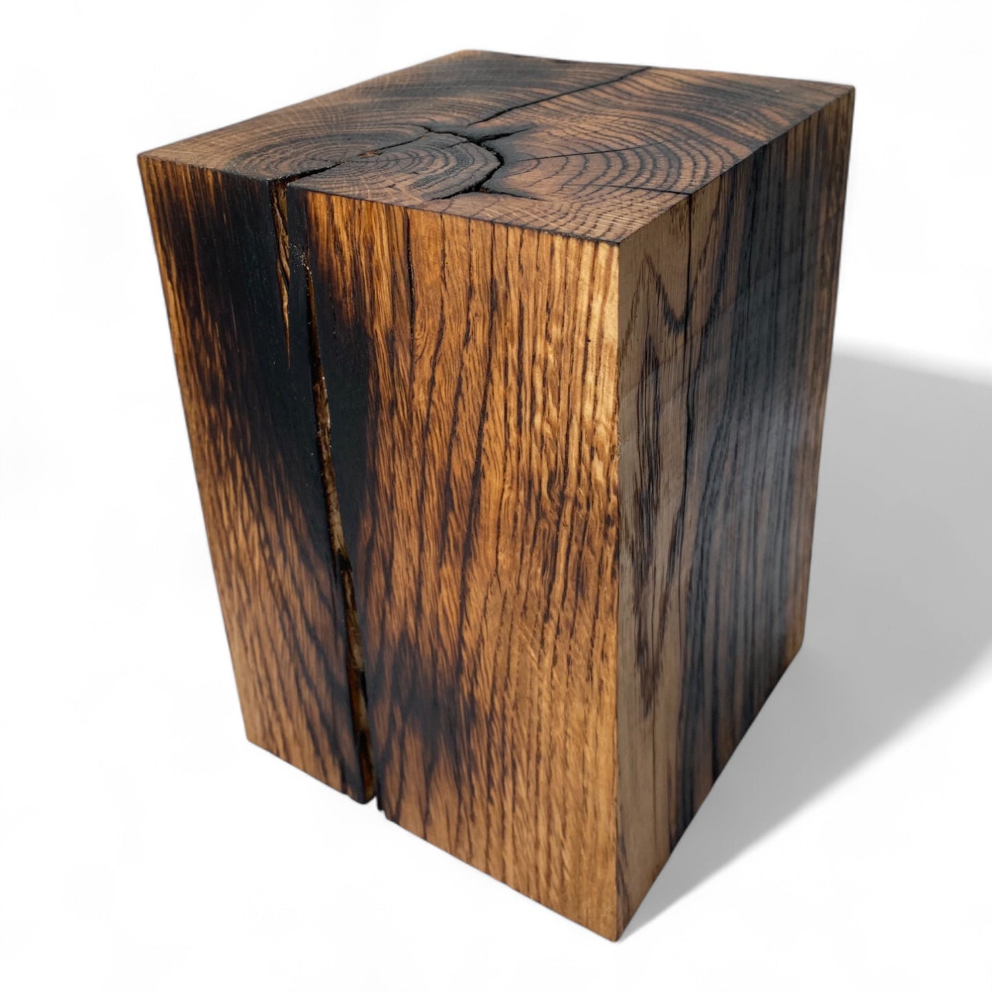 Handmade Solid Oak Block Burnt Decor - Small