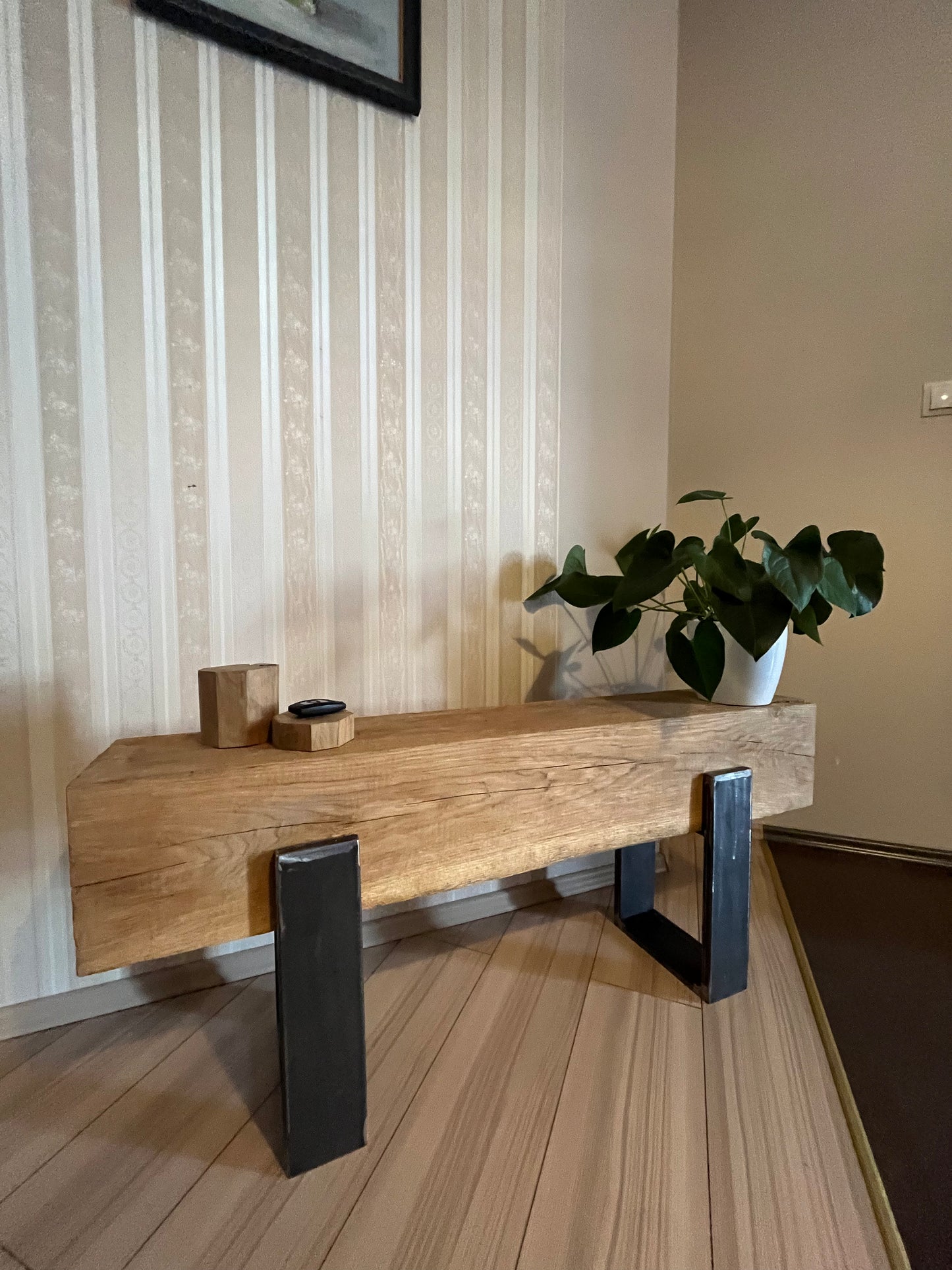 Handmade Oak TV Console - Single Beam