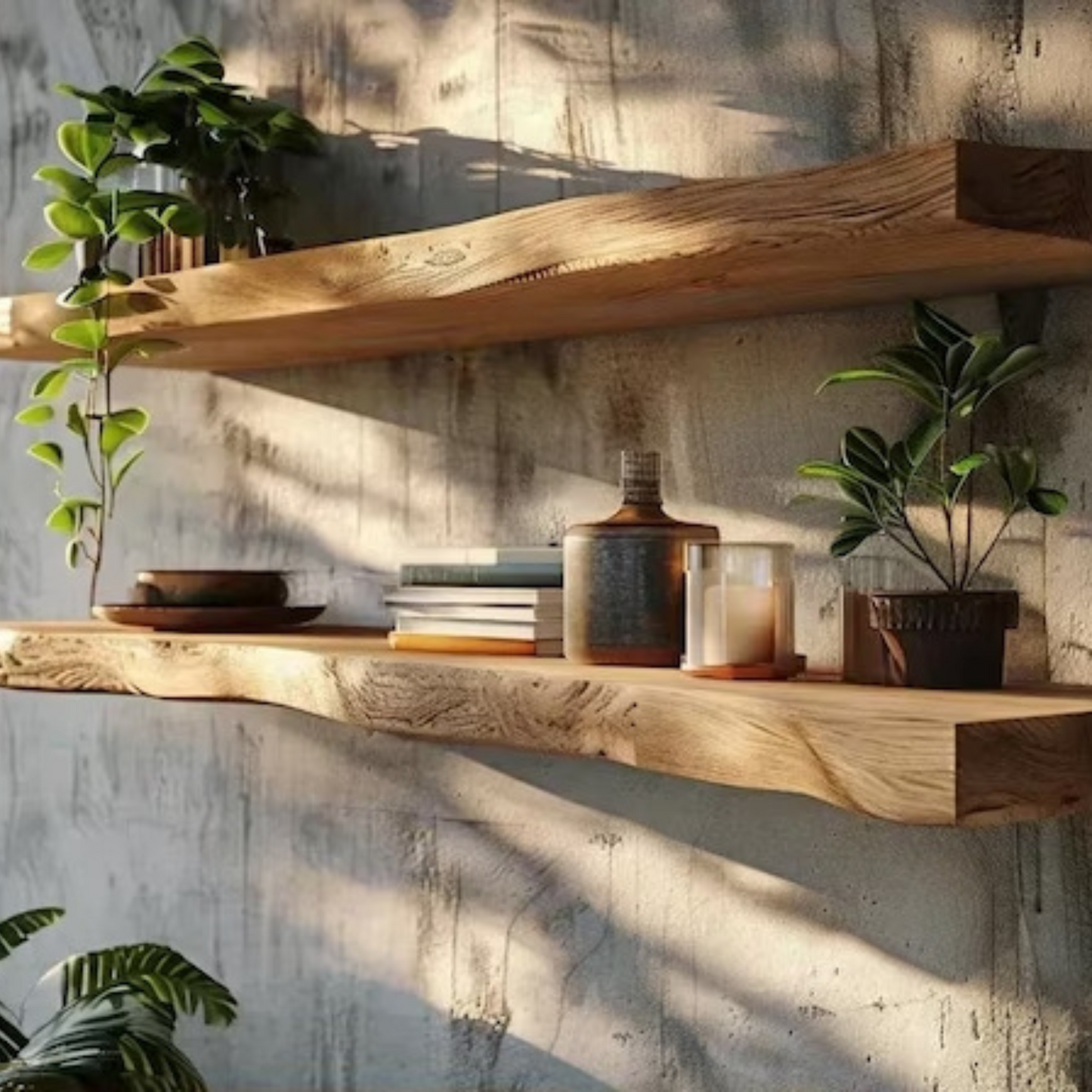 Handmade Soild Oak Shelf Natural Edge Thickness 2.5cm