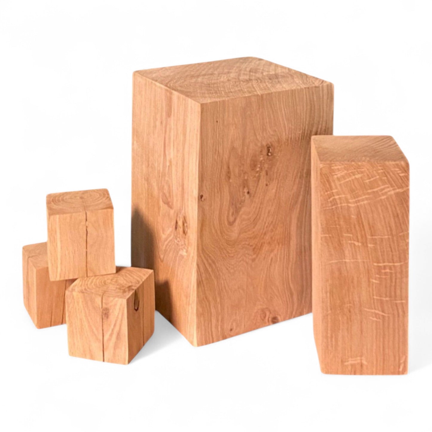 Handmade Wooden Oak Block Decor - Small