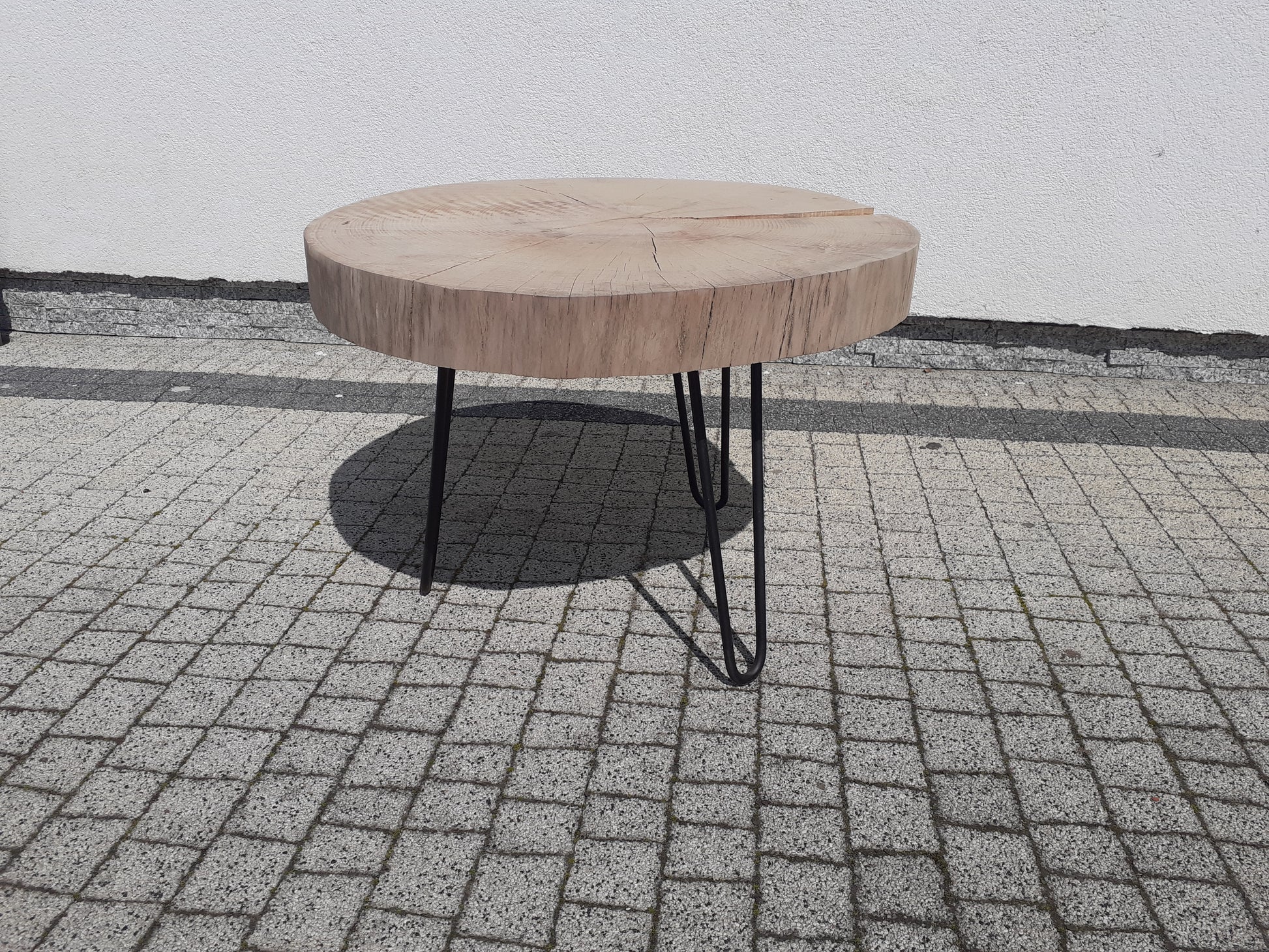 Handmade Oak Coffee Table - Natural Shape with Metal Hairpin Legs