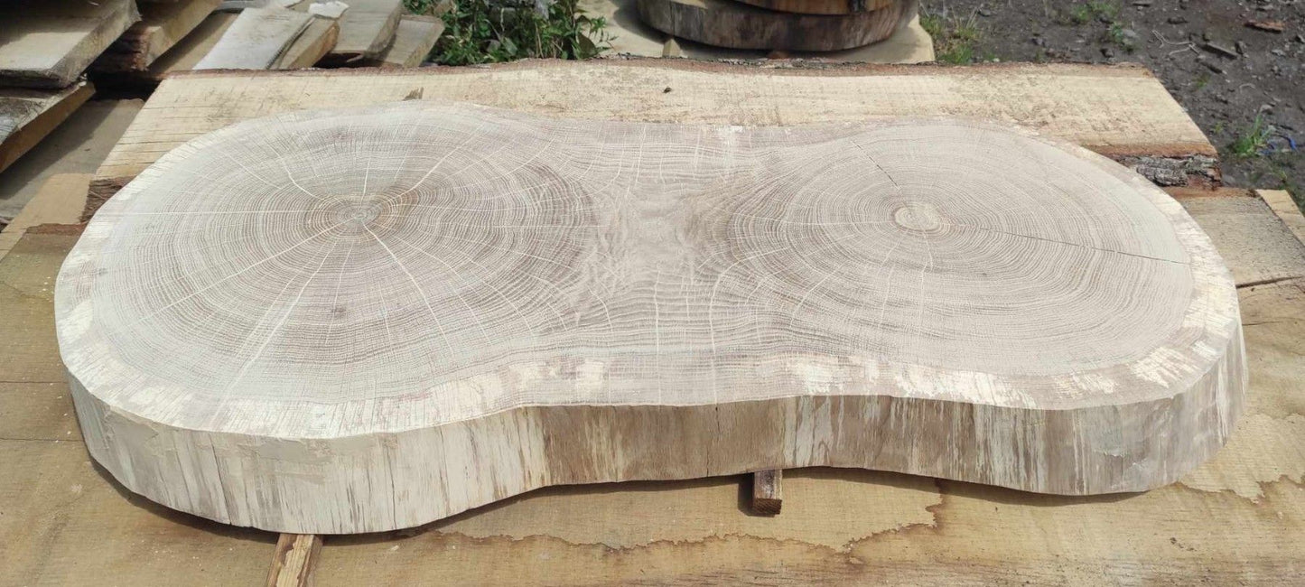 Solid oak disc 82x33-40x7.5cm, sanded, dual-core, DIY