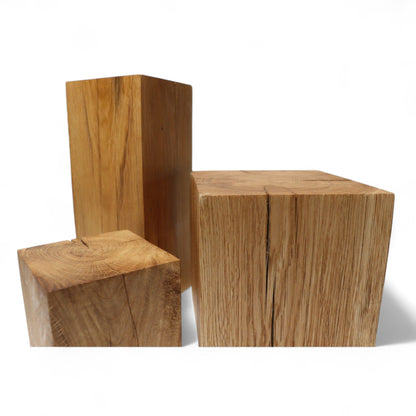 Handgefertigter Eichenblock aus Holz, Dekor, mittelgroß