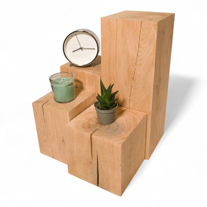 Handgefertigter Eichenblock aus Holz, Dekor, mittelgroß
