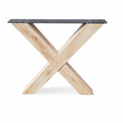 Handmade Wooden Table Legs X shape - 10x10cm & metal