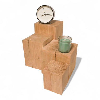 Handgefertigter Eichenblock aus Holz, Dekor, mittelgroß
