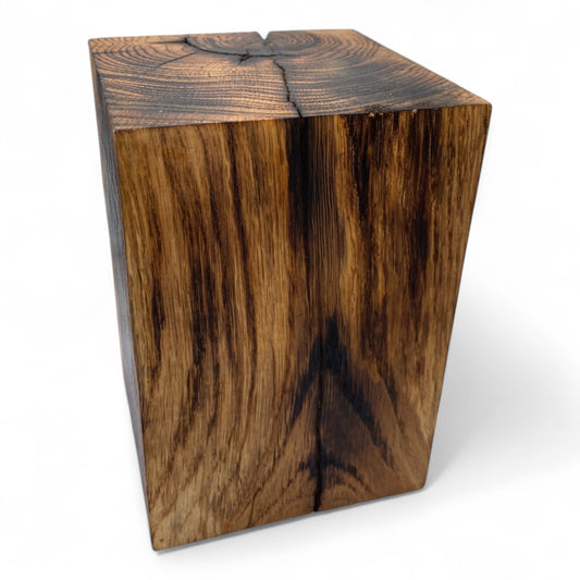 Handmade Solid Oak Block Burnt Decor - Small