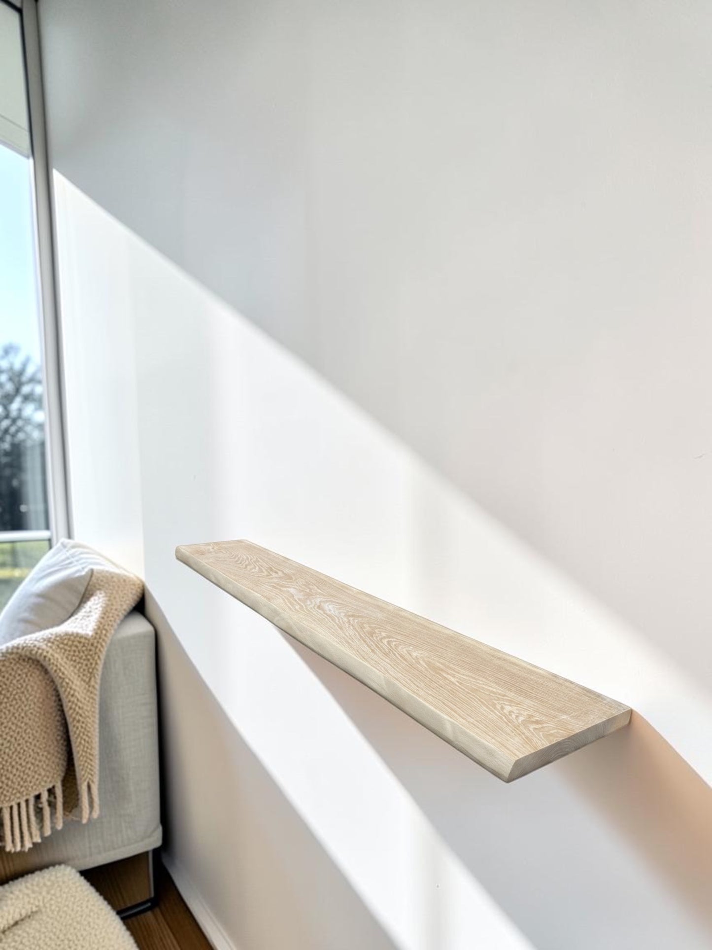 Handmade Soild Oak Shelf Natural Edge Thickness 2.5cm