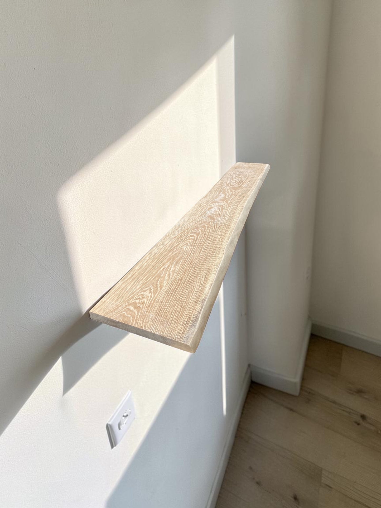Handmade Soild Oak Shelf Natural Edge Thickness 2.5cm