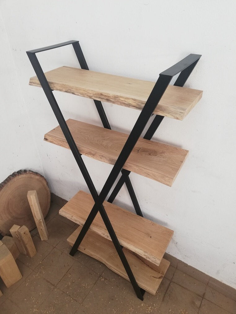 Handmade Oak Book Shelf - X Shape