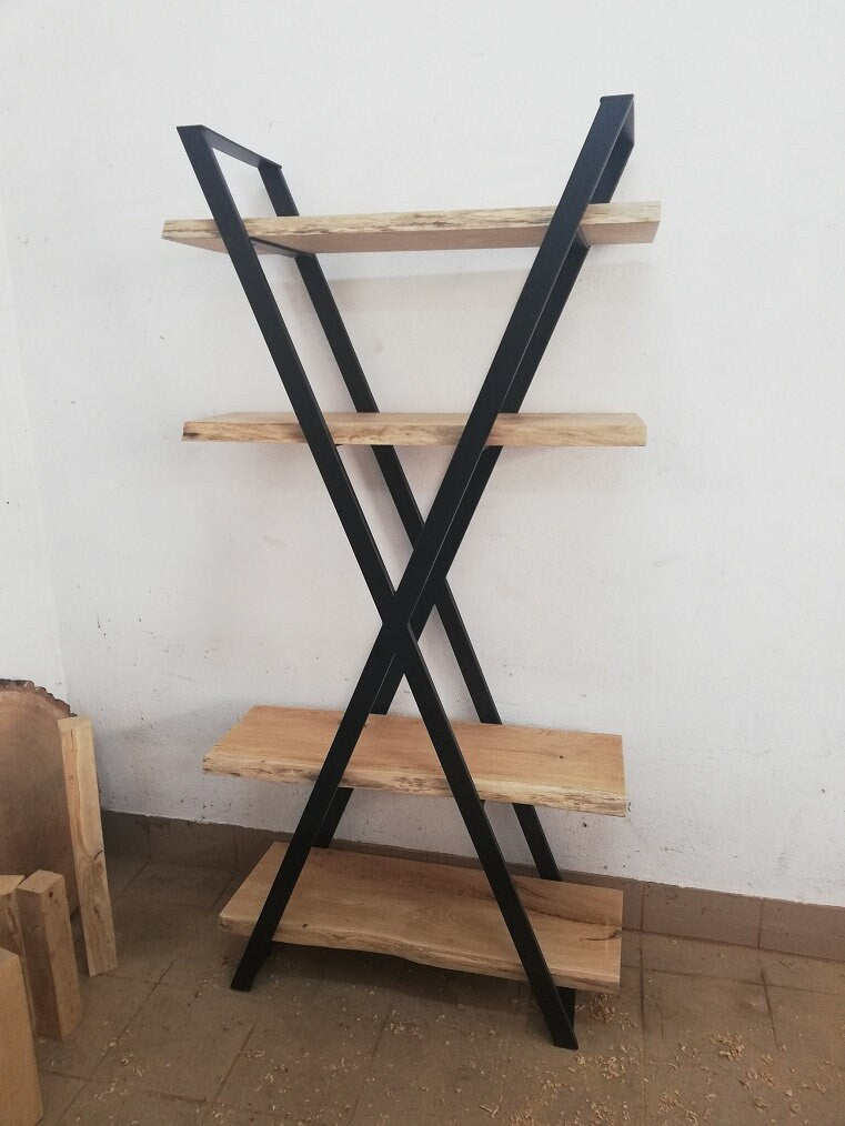 Handmade Oak Book Shelf - X Shape