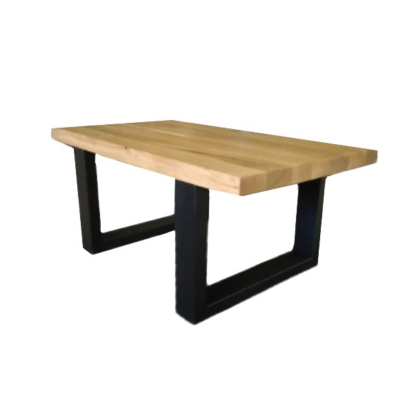 Handmade Oak Coffee Table -  Rectangular with Metal U-Legs