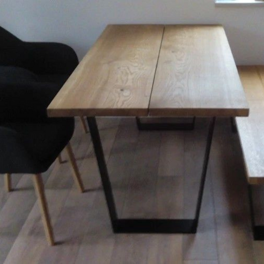 Handmade Table - Tabletop Made of Two Solid Oak Planks